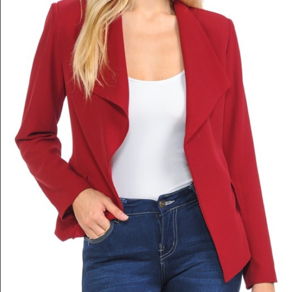 Draped Red Blazer